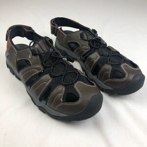 Eddie Bauer Stewart Sport Sandals Mens 12M Brown Hiking Athletic Leather Shoes